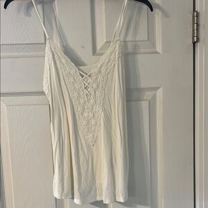 Elegant White Lace Trim Women's Top